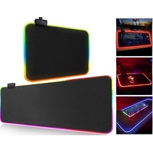 Led Aydınlatmalı Oyuncu Mouse Pad'i - Rgb - Boyut Seçin Siyah 80x30 Cm