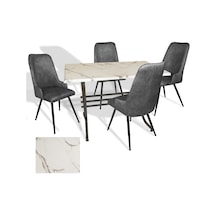 Japon - Çırağan Masa Takımı - 70x120 Werzalit, Wermodin Ve Allzalit Tabla - Afyon Mermer - Füme Çok Renkli