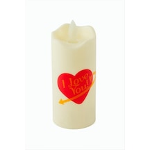 Glblseme Kalp I Love You Yazılı Işıklı Mum 12 Cm 215405 - Sarı Çok Renkli