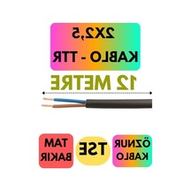 12 Metre Uzunlukta 2x2,5 Ttr Kablo, Siyah Renk