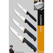 Lazbisa MFT-019 Platinum Serisi Mutfak Bıçak Seti Et Ekmek Sebze Meyve Bıçağı 5 Li Set Günlük Kullanım Siyah