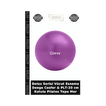 Delux Serisi Vücut Esneme Denge Cosfer & Plt-20 Cm Kutulu Pilates Topu Mor