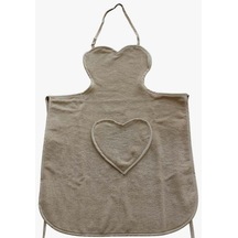 Mutfak Önlüğü Kadife Havlu Ayarlanabilir Askılı Kalp Cepli Önlük 001