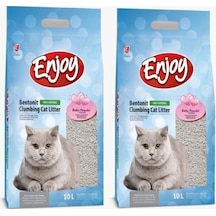Enjoy Bebek Pudra Kokulu İnce Topaklaşan Bentonit Kedi Kumu 2 x 10 L