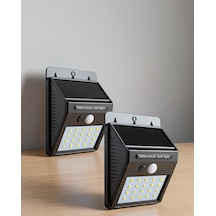 Güneş Enerjili Sensörlü Duvar Lambası, 20 Led'li, Enerji Tasarruflu Çok Renkli