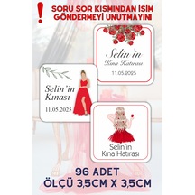 96 Adet 3,5cm Kuşe Kağıt Sticker Kına Etiketi