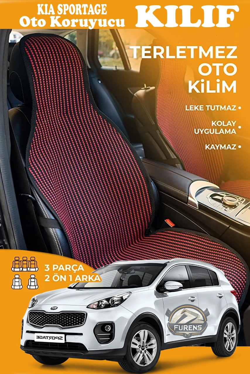 Kia Sportage Uyumlu Kırmızı Prestij Serisi Dokuma Kumaş Oto Koltuk Kılıfı Ön Tam Arka Alt