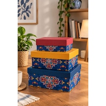 Kolix Hediyelik 3 'lü Dekoratif Kutu Etnik Model Premium Paketleme Kutusu