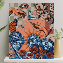 Sayılarla Boyama Tuval Seti Fırça Boya Dahil Çıtalı 40x50 Cm - Rönesans Çok Renkli