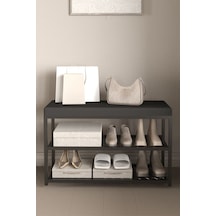 Aju Ayakkabılık Puflu Süngerli Oturaklı Metal Ayakkabı Rafı Modern Vestiyer Baklavalı Metal Tasarım