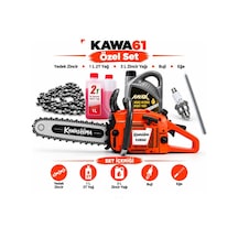 Algaride Kawa61 61.5cc Benzinli Motorlu Testere 3.9hp 3/8 36 Zincir Yedek Zincir 1l 2t Yağ 3l Zincir Yağı Buji Eğe Özel Set Kawashima