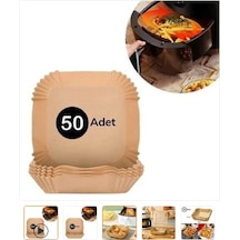 50 Adet Air Fryer Pişirme Kağıdı Tek Kullanımlık Yağ Geçirmez Bej