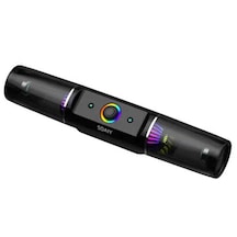 Soaiy SH19 Simple Versiyon Kablosuz Bluetooth Hoparlör - RGB Işıklı - Stereo - ZORE-219890 Siyah