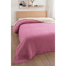 Tek Kişilik 4 Kat Müslin Yatak Örtüsü - %100 Pamuk, Çift Taraflı Müslin Pike - 170x240 Cm - Fuşya