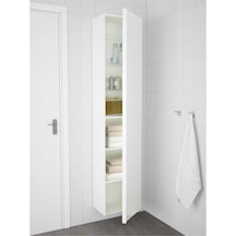 Godmorgon, Yüksek Banyo Dolabı, 40X32X192 Cm, Parlak Cila Beyaz Çok Renkli