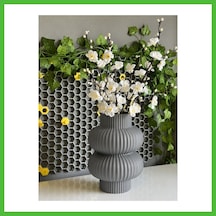 Vaveni 3d Baskı Modern Çift Halkalı Dekoratif Vazo - Minimal Çiçek Vazosu, Masaüstü Ev Ve Ofis Dekoru-gri Arz