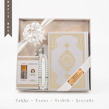 Takke + Esans + Tesbih + Seccade + Kuran Hediye Seti Hafız Boy, Beyaz