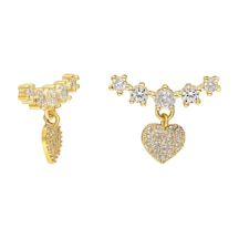 Zirkon Kalp Küpe 717047 Gold Gümüş