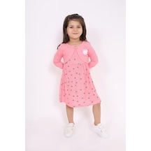 Toontoy Kız Çocuk Göğsü Çiçek Detaylı Elbise Pembe
