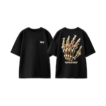 Thewert World Tour Tasarım Sırt Baskılı Pamuk Siyah Oversize T-shirt