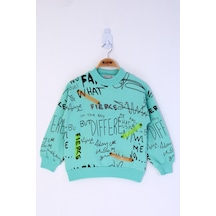 Toontoy Kız Çocuk Neon Şerit Detaylı Baskılı Sweatshirt Su Yeşil Toontoy Kız Çocuk Neon Şerit Detaylı Baskılı Sweatshirt Su Yeşil