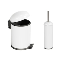 Aqua Bagno Smile Klozet Fırçası + Çöp Kovası 5 Lt -2 Parça Set, Beyaz