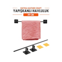 Yapışkanlı Metal Siyah Havluluk 39 Cm - Banyo Lavabo Mutfak Duvara Monte Delgisiz Vidalı Delmeden Kağıt Havlu Askısı - Paslanmaz Mat Siyah Uzun Bez Boru Askılık Standı Rayı Kağıtlık Rafı Düzenleyici Siyah Siyah