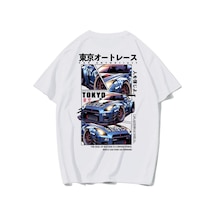 Brz Collectıon Brz Collection Unisex Oversize Enthusiast Tokyo Car T-shirt Beyaz