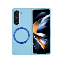 Samsung Galaxy  Uyumlu,  Z Fold 5 Kılıf Mata Fold Kapak - Sierra Blue