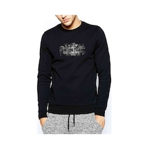 Linkin Park Logo Baskılı Siyah Erkek Örme Sweatshirt (528888557)