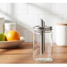Citronhaj Cam Toz Şekerlik, 15 Cm, Paslanmaz Çelik Kapak 12v