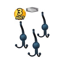 Metal Boncuk Portmanto Askısı Siyah Duvar Tipi 3 Lü Siyah