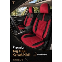 Hyundai Accent Blue 2011+ Uyumlu Apex Serisi Tay Tüyü Bel Destekli Kırmızı Siyah Koltuk Kılıfı