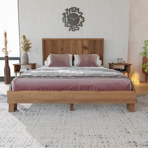 Hüma Model Ceviz Renk Çam Ahşap Karyola Dikey -273 90 x 190