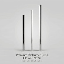3'lü Paslanmaz Çelik Oklava Seti / 60, 70, 85 Cm