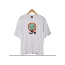 Startmore Erkek Beyaz Sun Is Shining Oversze Bisiklet Yaka Tshirt Beyaz