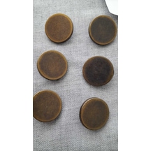 Antık Sarı Metal Düğme 26 Mm 6 Adet