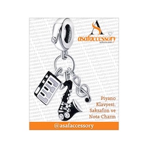 Piyano Nota Sallantılı Charm Asafaccessory Gümüş