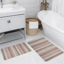 Rovigo Home Baskılı Kaymaz Taban 2 Li Banyo Paspas Takım Rvg5203-100X60-60X50 Çok Renkli