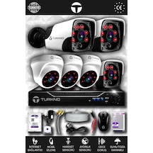 Turkno 6 Kameralı Pania 3 İç Kamera Set 250 GB HDD Full HD Gece Görüşlü Güvenlik Kamerası Sistemi