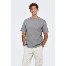 Only & Sons Onsfred % 100 Pamuk Relaxed Fit Bisiklet Yaka T Shirt Erkek T Shirt 22022532 Füme