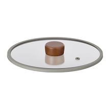 Fika 24cm Düz Silikon Çerçeveli Cam Kapak Gri 12v
