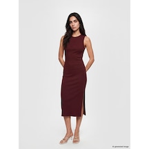Lcw Vision Bordo Bisiklet Yaka Fitilli Bodycon Elbise