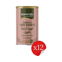 Şekeroğlu Kakuleli Türk Kahvesi 250 Gr Özel Silindir Kutu 12 Adet Geleneksel