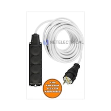 Kauçuk 4'lü Topraklı Grup Priz Uzatma Kablosu 75 Metre 3x2.5 Mm² Ttr Kalın Beyaz Kablolu 75 Metre