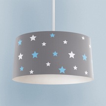 Mekta Home Bebek Ve Çocuk Odası Mavi Ve Beyaz Yıldız Desenli Çerçeveli Avize Renkli