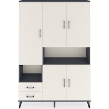 Arges Dolap 10 Raflı 2 Çekmeceli 5 Kapaklı 132x30x195 Antrasit-aytaşı/aytaşı Aytası/aytası