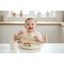Babyjem Silikon Beslenme Seti Ekru 4 Parça Hediye Seti