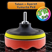 Oto Araç Araba Pasta Cila Polisaj Yumurta Ped + 115 Mm Taban + Matkap Adaptörü Parlatıcı Çizik Giderici 3'lü Set