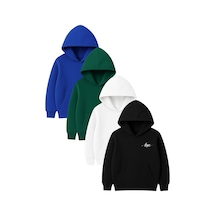 4'lü Unisex Kapüşonlu Hoodie Seti Hope Baskılı Kanguru Cepli Sweatshirt Saks Mavi Yeşil Beyaz Siyah